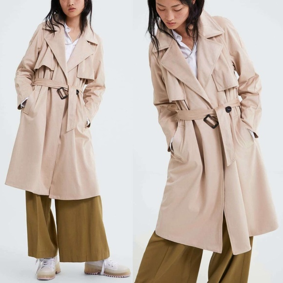Zara Jackets & Blazers - NEW Zara Pinky Beige Faux Suede Belted Trench Coat